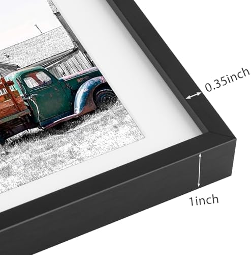 Golden State Art 16x20 Black Aluminum Frame, Real Glass, Mat Fits 11x14