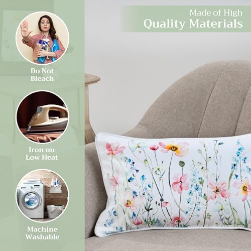 Maison d' Hermine Throw Pillow Covers 100% Cotton (12" x 20" - Pack of 1)