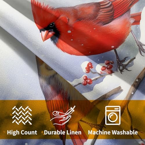 Cardinal Birds Throw Pillow Cover Winter Sweet Bird Pillowcase 24x24 Inch Set of 2 Christmas Holiday Cushion Covers for Home Patio Sofa Bedroom Decor