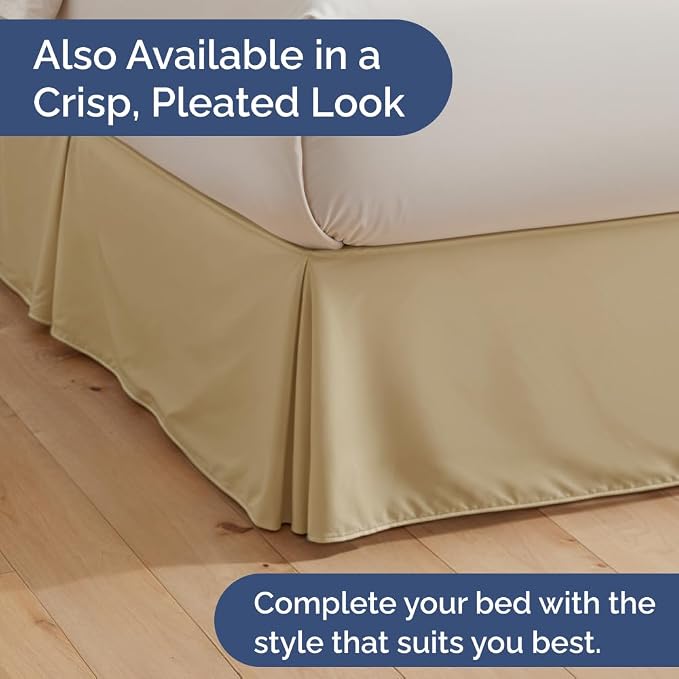 Bedskirt Twin Size Ruffle - Ruffled Bed Skirt - 12 Inch Drop - Beige | Bedskirt with Platform, Ultra-Soft Premium Hotel Quality, Wrinkle Free, Fade & Shrink Resistant, for Women, Men, Kids & Teens