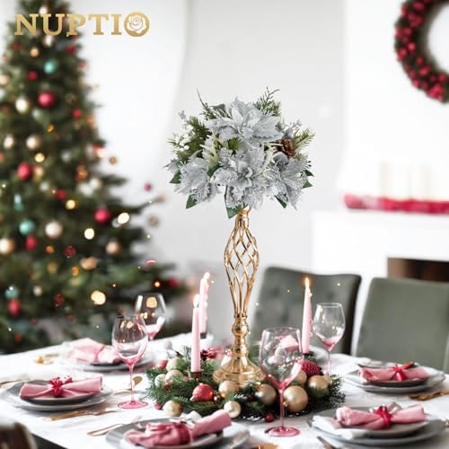 NUPTIO Gold Centerpiece Stand for Table, Twist Style, 20.5" Tall, 10 Pcs