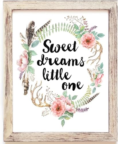 DREAM BIG PRINTABLES Sweet Dreams Little One Floral Wreath Art Print - Unframed - 11x14 | Nursery Decor | Inspirational Wall Art | Aesthetic Room Decor