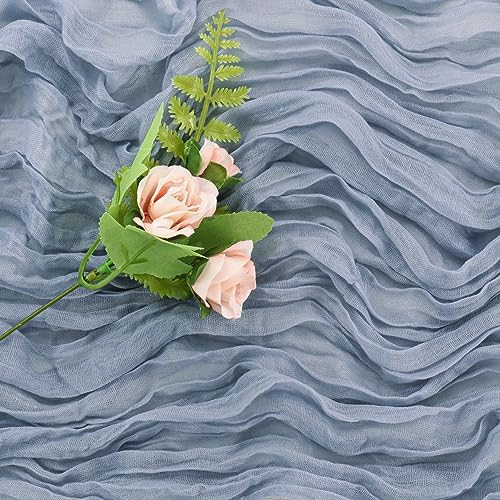 6 Pieces Dusty Blue 10FT Cheesecloth Table Runner Boho Gauze Fabric Table Runner Rustic Sheer Runner for Wedding Birthday Baby Shower Party Boho Table Decoration（Dusty Blue）