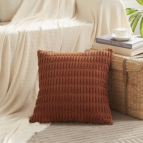 Fancy Homi 4 Packs Decorative Throw Pillow Covers for Living Room Couch Bed, Modern Farmhouse Boho Home Décor Accent Cushion Case, 16" x 16", Rust