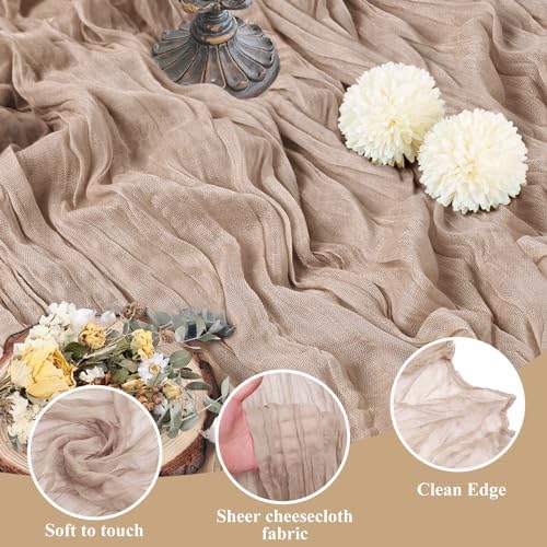 Asee'm 2pcs Nude Pink Cheesecloth Table Runner Summer Boho Rustic 10FT