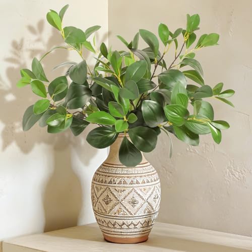 6Pcs Artificial Eucalyptus Stem Plants, Realistic Fake Greenery Branches Plants for Vase Decor, Wedding Centerpieces, Farmhouse Home Party Decor, Bendable Stems & No Fade
