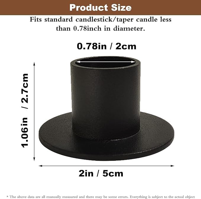 GUTE Taper Candle Holder Matte Black Iron Candlestick Home Decor 4Pcs