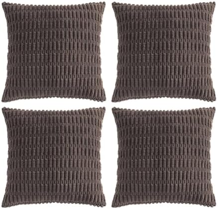 Fancy Homi 4 Packs Decorative Throw Pillow Covers for Living Room Couch Bed, Modern Farmhouse Boho Home Décor Accent Cushion Case, 26" x 26", Dark Brown