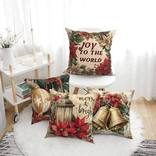Christmas Throw Pillow Covers Set of 4 Decorative Soft Double Sided Print Pillow Case Farmhouse Home Decor for Living Room Sofa Couch 18x18