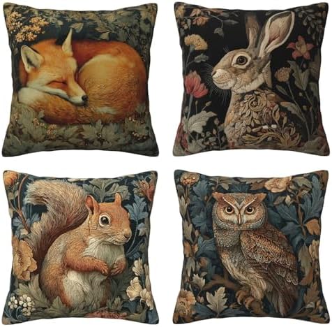Animals Throw Pillow Covers Set of 4 Decorative Soft Double Sided Print Pillow Case Farmhouse Home Decor for Living Room Sofa Couch 18x18