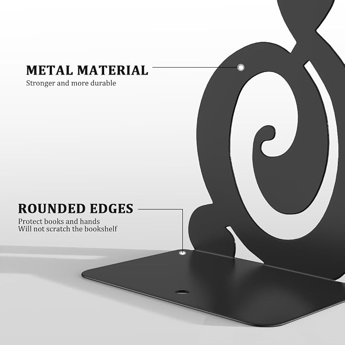 Book Ends, Metal BookEnds Heavy Duty bookend (Black 1 Pair)