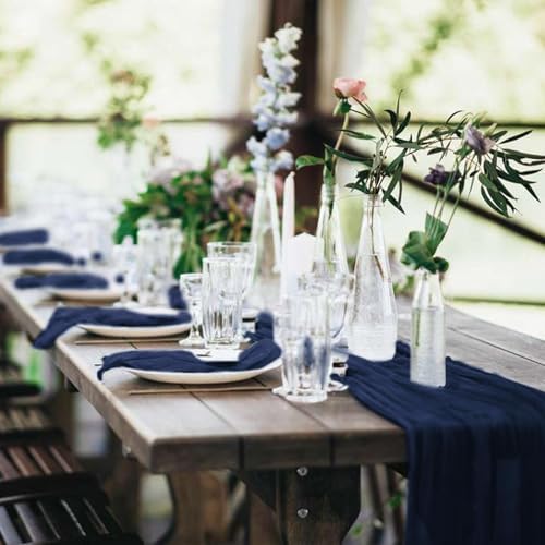 10 Pack Cheesecloth Table Runner 17 x 108 Inch, Navy Blue
