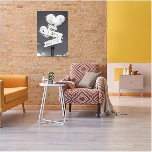 A&T ARTWORK Street Sign Heart and Heart Canvas Prints Gift Your Names,the Date and romantic verses or write your own message Gift for Anniversary,Valentine's day,Wedding. 20X30 inches