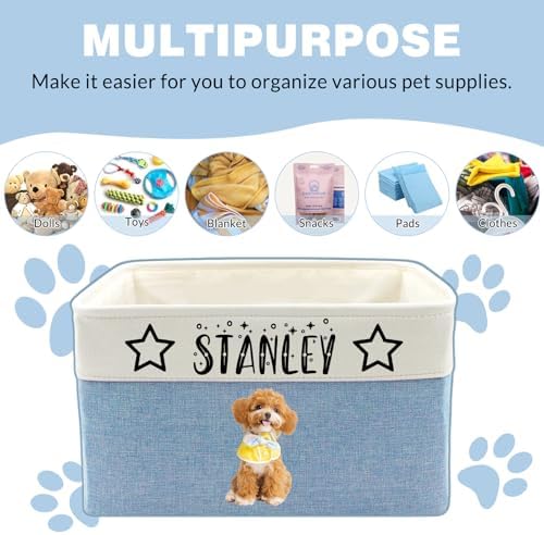 Customized Pet Toy Storage Basket - Personalized Dog & Cat Toy Organizer with Name, Foldable & Durable Fabric Bin for Pet Supplies, Organizer for Toys, Coats, Clothing, Blankets Pink