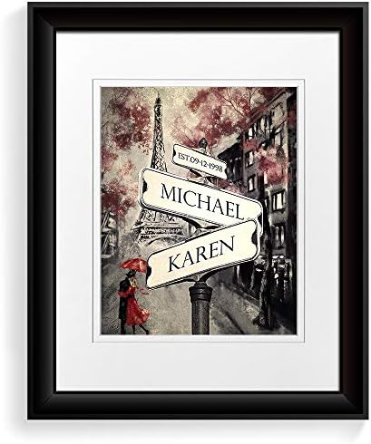 A&T ARTWORK Lovers Roadcrossing Signs Photo Prints Gift,includes Names and the Date Unique Gift for the Anniversary.11X14 inches D-Mats UNFRAMED