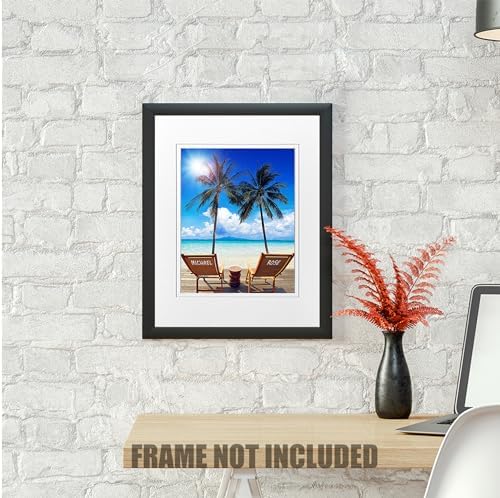 Vacation Personalized Photo Prints Artwork with Couple's Names on Deck Chairs,Perfect Love Gift for Anniversary,Wedding.14x11 inches D-Mats UNFRAMED