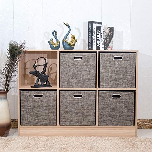 Posprica Storage Basket Bins,13×13 Foldable Storage Boxes Containers for Closet Organizer Shelf Cabinet Bookcase,Thick Fabric Drawer with Shimmer,4pcs,Brown