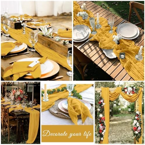 20 Pack Cheesecloth Table Runner 17 x 108 Inch, Gold