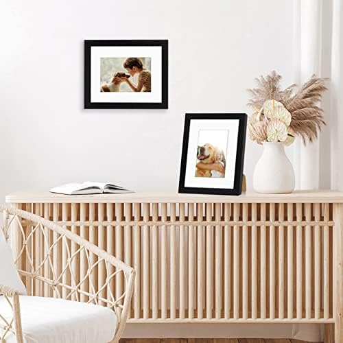 Americanflat 8x10 Picture Frame with Shatter-Resistant Glass - Set of 2 - Use as 5x7 Frame with Mat or Display 8x10 Photo Without Mat - Signature Collection - Photo Frames for Tabletop or Wall - Black
