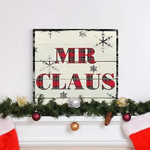Renditions Gallery Canvas Wall Art for Christmas Decorations Mr Santa Claus Texture Abstract Artwork for Living Room Home Kitchen Wall Decor - 16"X16" LT05