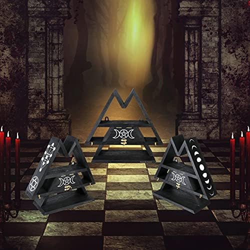 Pracaniz Crystal Shelf with Flap Drawer&Hooks for Wall&Desktop, Crystal Holder as Witchy Room Decor,Moon Phase Triangle Shelf,Witchy Decor&Moon Decor for Bedroom.