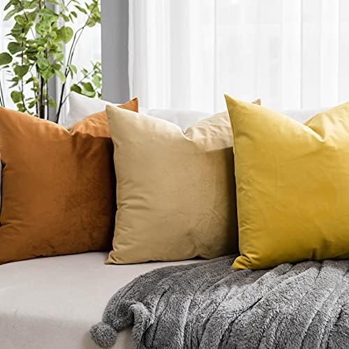 Lemon Couch Velvet Throw Pillow Covers 18x18 inch Set of 2 with Zipper Decorative Luxury Soft Solid Square Cushion Covers Case for Sofa Bed Living Room Car