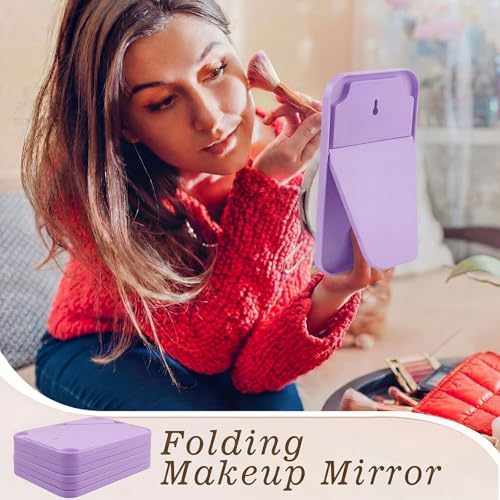 12 Pack 8x5 In Desk Makeup Mirror with Stand and Hanging Hole,Purple