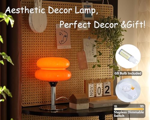Glivpny Mushroom Lamp Table Lamp, Mid Century Modern Table Lamps(Orange)