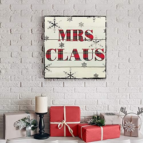 Renditions Gallery Canvas Wall Art for Christmas Decorations Mrs. Santa Claus Texture Abstract Artwork for Living Room Home Kitchen Wall Decor - 16"X16" LT05