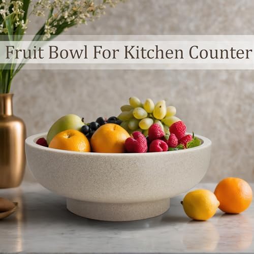 LIN CHUAN Decorative Bowl, Large Fruit Bowl, Sand Beige