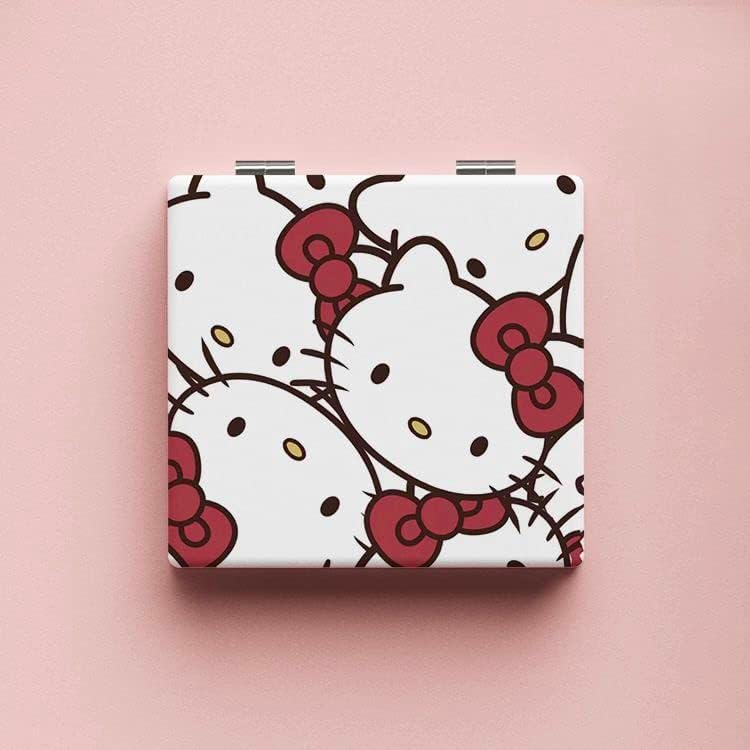 KOZUKI Kitty Compact Mirror Kitty Mirror Pink Compact Mirror Pink Magnifier Mirror Carry Out Mirror Make up Mirror (Classic Red)