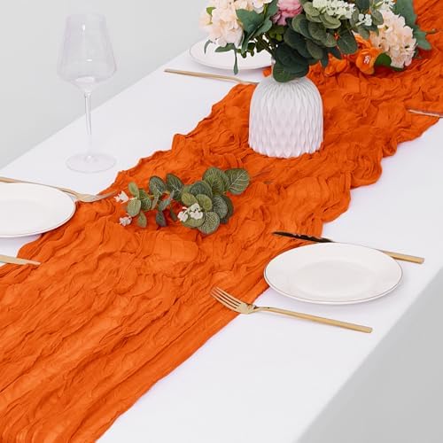 15 Pack Orange Cheesecloth Table Runner 17 x 108 inch Cheese Cloth Table Runners 9ft Orange Table Runner Rustic Romantic Sheer Gauze Runner for Wedding Party Baby Shower Table Decoration