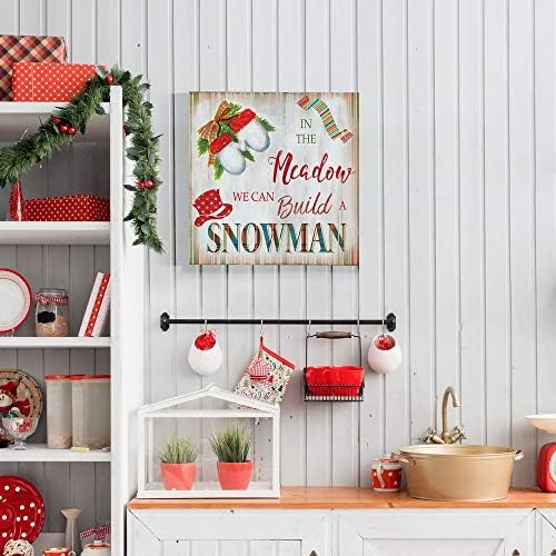 Renditions Gallery Xmas Wall Art Paintings & Prints In the Meadow we can build a Snowman Canvas Hanging Artwork for Bedroom Home Kitchen Wall Decorations - 24"X24" LT05