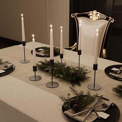 zeochyni Set of 12 Black Taper Candle Holder Bulks for Wedding, Party Decor
