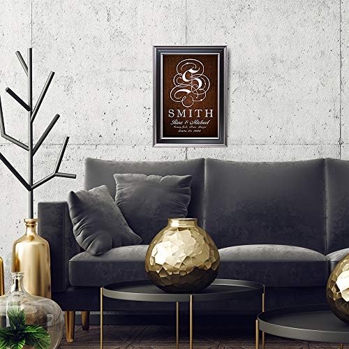 Family Sign - Framed Arts, Anniversary,with Family Name,Name of Couple,Family Member Name and Date Established.With Different Frame Styles Framed Size:21 5/8 x 15 1/2 inches