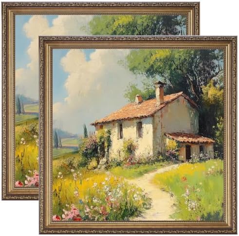 eletecpro 12x12 Vintage Picture Frame, Glass Cover, Bronze Gold, 2-Pack