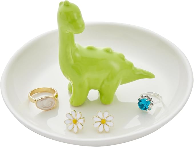 Dinosaur Ring Holder Jewelry Dish, Ceramic Jewelry Holder Jewelry Tray Preppy Room Decor, Cute Gifts for Women Girls Birthday Wedding Christmas
