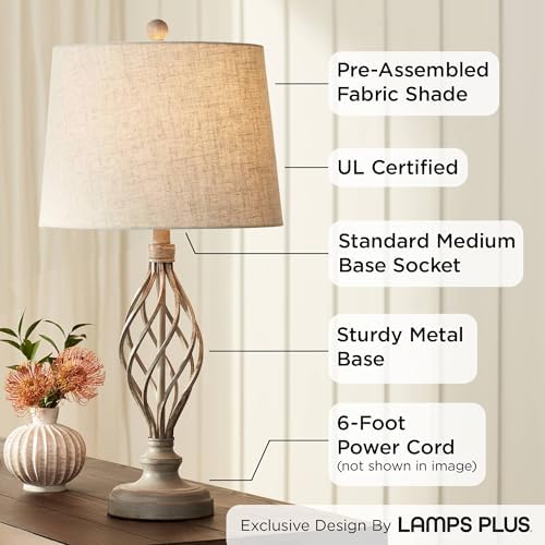 Annie 28" Bronze Brown Tall Table Lamps Set of 2 Sand Iron Scroll Modern
