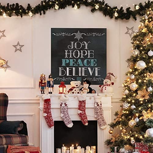 Renditions Gallery Canvas Art Prints for Home Decor Joy Hope Peace Believe Christmas Inspirational Tree Wall Hanging Artowrk for Living Room Home Kitchen Wall Decorations - 40"X40" LT05