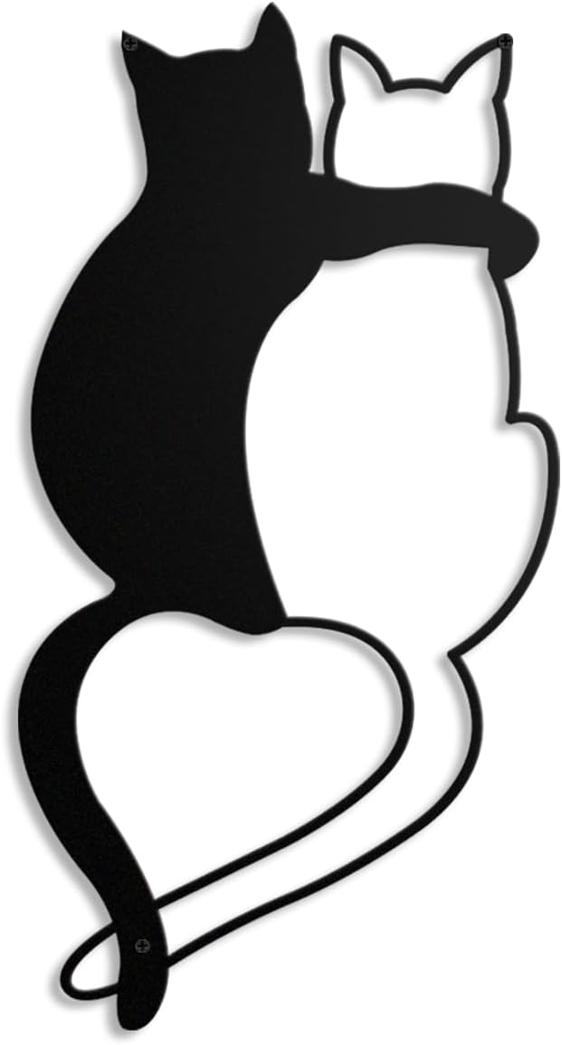 Kas Home Cat Metal Wall Decor Iron Cat Wall Art Cute Cats Wall Decor Signs for Living Room Bedroom Kitchen Office Wall Hanging Décor