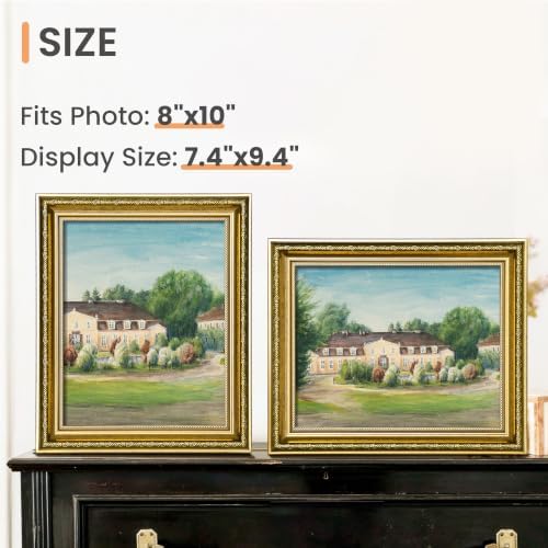 upsimples Vintage 8x10 Picture Frame, Antique Gold Frames, 2 Pack