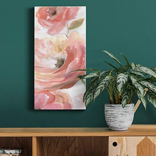 Renditions Gallery Canvas Floral Wall Art Modern Paintings & Prints Decorations Pink Blooming Flowers Glam Vibrant Botanical Wall Hanging Artwork for Bedroom Office Kitchen - 8"x16" LT43