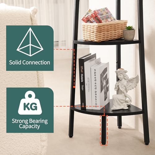 Yoobure 5-Tier Corner Shelf Stand- 67.5" Tall Corner Bookshelf with Metal Frame, Industrial Ladder Corner Shelves Display Shelf for Bedroom Living Room, Corner Bookcase Corner Plant Stand for Balcony