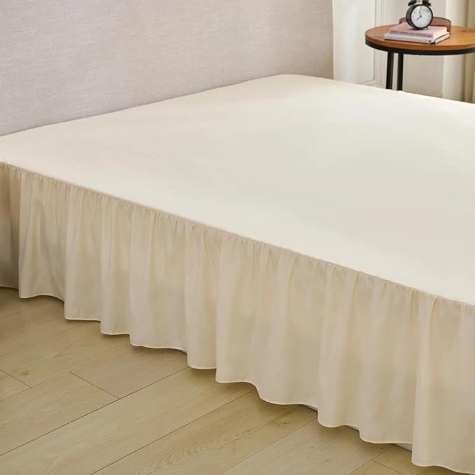 Bed Skirt Full Size Ruffled Bed Skirt, 12'' Full Dust Ruffle Bed Skirts | With Split Corners, Dust Ruffle with Platform, Microfiber, Breathable, Soft, Easy Fit, Beige