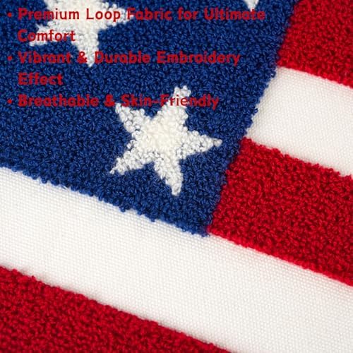 GEEORY Patriotic American Flag Pillow Covers Set of 2 20x20, Chenille
