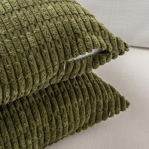 Fancy Homi 4 Packs Decorative Throw Pillow Covers for Living Room Couch Bed, Modern Farmhouse Boho Home Décor Accent Cushion Case, 24" x 12", Moss Green