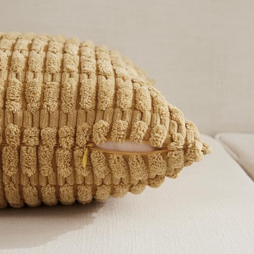 Fancy Homi 4 Packs Decorative Throw Pillow Covers for Living Room Couch Bed, Modern Farmhouse Boho Home Décor Accent Cushion Case, 18" x 18", Mustard Yellow