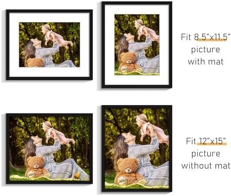 Picrit 12x15 Picture Frame Set of 12, Modern Gallery Wall Frames, Black