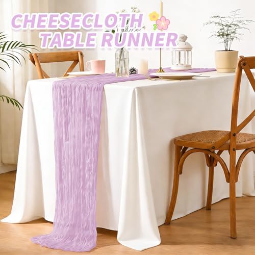 20 Pack Light Purple Cheesecloth Table Runner Long,21.5 x 120 Inch