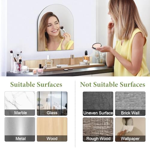 Arched Bathroom Mirror for Wall, 14 x 12 in Small Arched Wall Mirror | High Clear No Distortion Real Glass Decorative Arch Mirror for Bathroom, Vanity, Living Room, Bedroom, Entryway, Home Decor